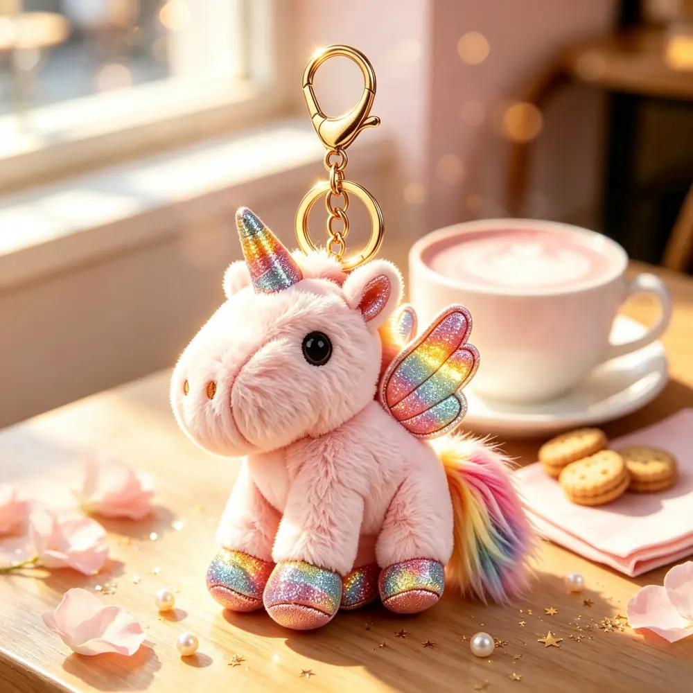 Cute Unicorn Keychain for Purse and Car Keys, Soft Rainbow Plush Bag Charm with Sparkle Wings, Kawaii Fashion Accessory, Cute Keychains For Car Keys, Kawaii Accessories, Cute Girly Gifts