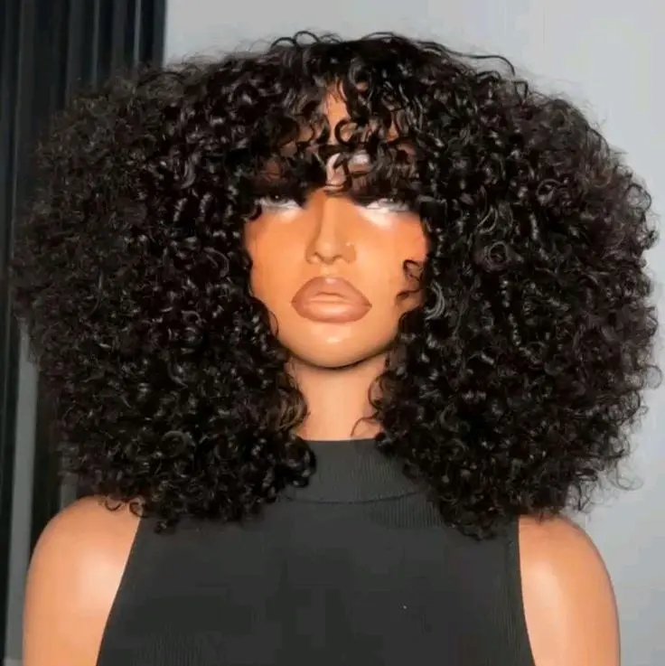 ABIGAIL Luxury Unisex Curly Hair Wig - 14in Natural Black Mexican Super Double Draw Fringe Pixie Curls, 300gm Density, Gentle Haircare, Soft, Comfortable, Lightweight, Ready-to-Wear, Ready-to-Ship