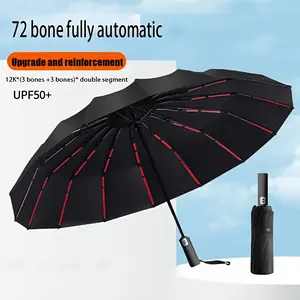 Automatic Rain Umbrella with 12 Reinforced Ribs, Foldable and Portable, Unisex UV Protection Sunshade, Durable and Lightweight, Automatic Folding Umbrella