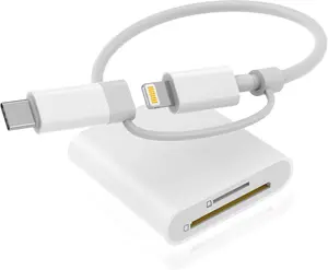 SD Card Reader for  iPad, Dual Connector (Lightning&USB-C) Memory SD Card Adapter, Support SD/MicroSD Cards, High-Speed Digital Trail Camera to  Viewer, Plug and Play