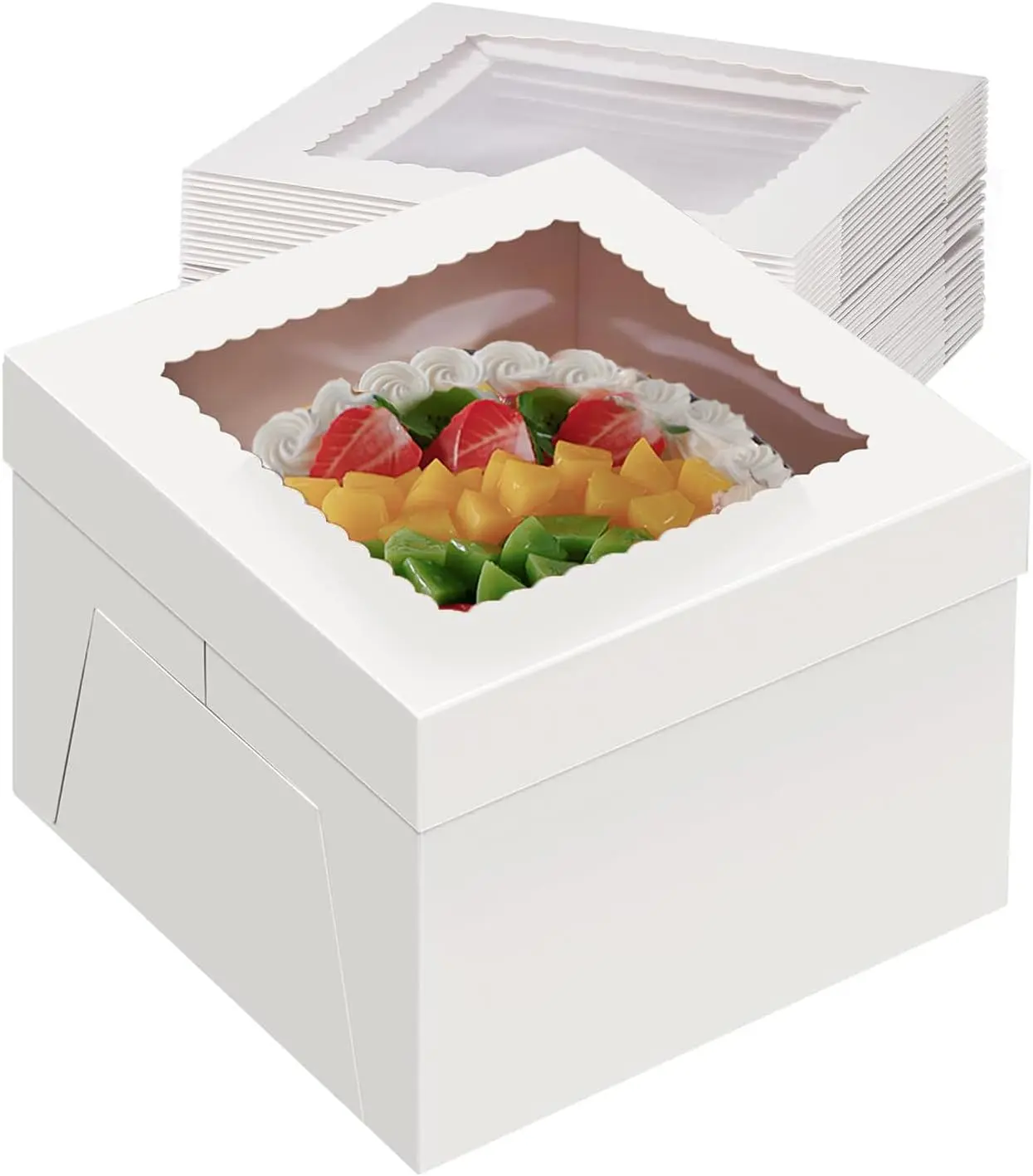 20Pack 8 Inch Cake Boxes, 8X8X8 Inch White Bakery Boxes With Windown For Chocolates, Cajas Pasteles, Cookie, Pastries,Pie,  Bakers,  Cakes For Wedding, Birthday, Halloween
