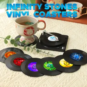 Infinity Stone Vinyl Record Coasters Set - Vintage, Pop Culture, Creative, Music Records
