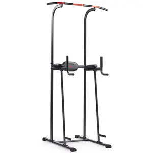 Sunny Health & Fitness Essential Power Tower, Home Gym Workout Fitness, Multi-Functional Pull-Up/Dip/Push-Up Station with Captain’s Chair, Heavy-Duty Stable Design, Comfortable Padding, Leg Raises & Core Training, Add-Ons Available, 300 lbs Capacity