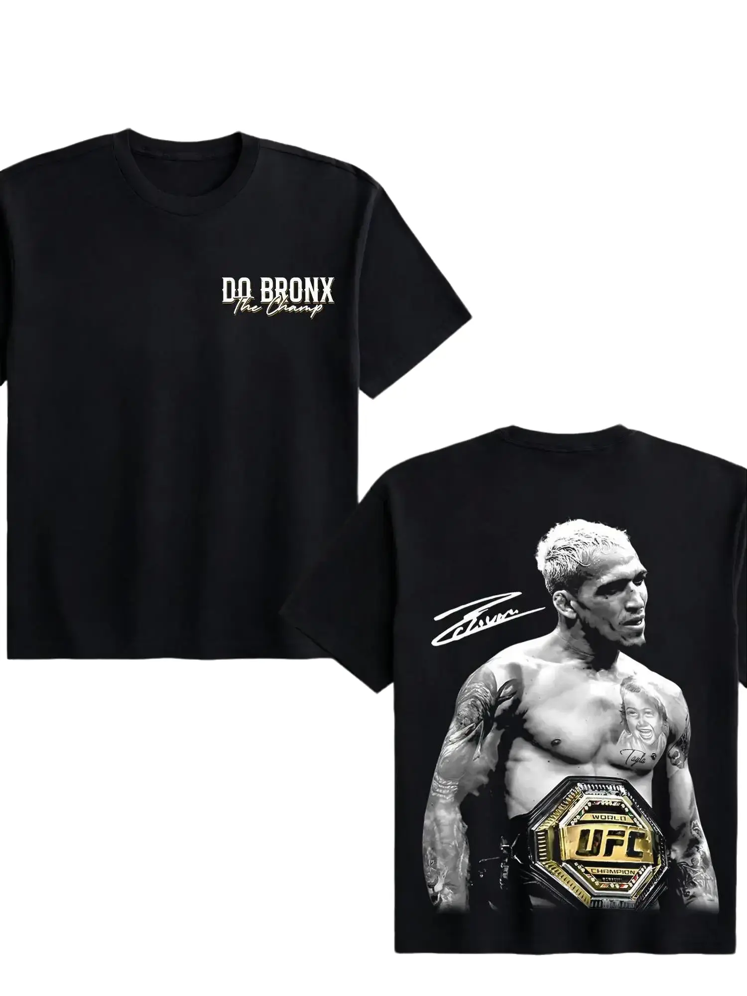 Men's Graphic T-Shirt, Charles Oliveira UFC Tribute Print, Casual Short-Sleeve Heavy Cotton Streetwear for Fans, Casual Wear, Short Sleeves, Graphic Print, Sporty Chic, Clothing Merch, Mens Clothing, T Shirts