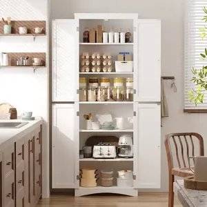 Gizoon 43" Kitchen Pantry Cabinet Bathroom Storage Unit with Adjustable Shelves and 4 Magnetic Doors Floor Cabinet for Kitchen Living Room