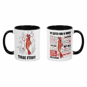 Funny Shrimp True Story Mug (11oz/15oz)， Cute Cartoon Sea Creature Illustration Print， Bright Colors Durable Ceramic Cup， Perfect for Office Coffee Time Home Kitchen Decor Friends Gift summerwins