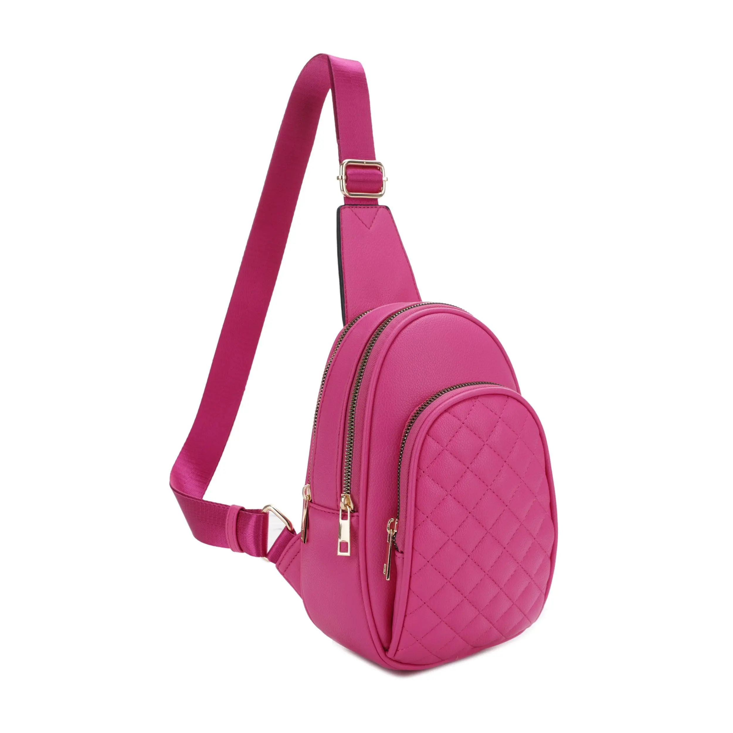 SUGU Aurora Diamond Quilted Triple Compartment Crossbody Sling Bag