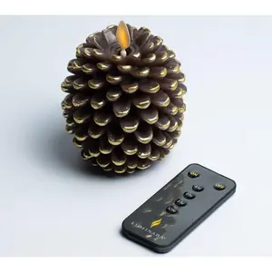 Luminara Flameless Pinecone Figural Candle withRemote Control