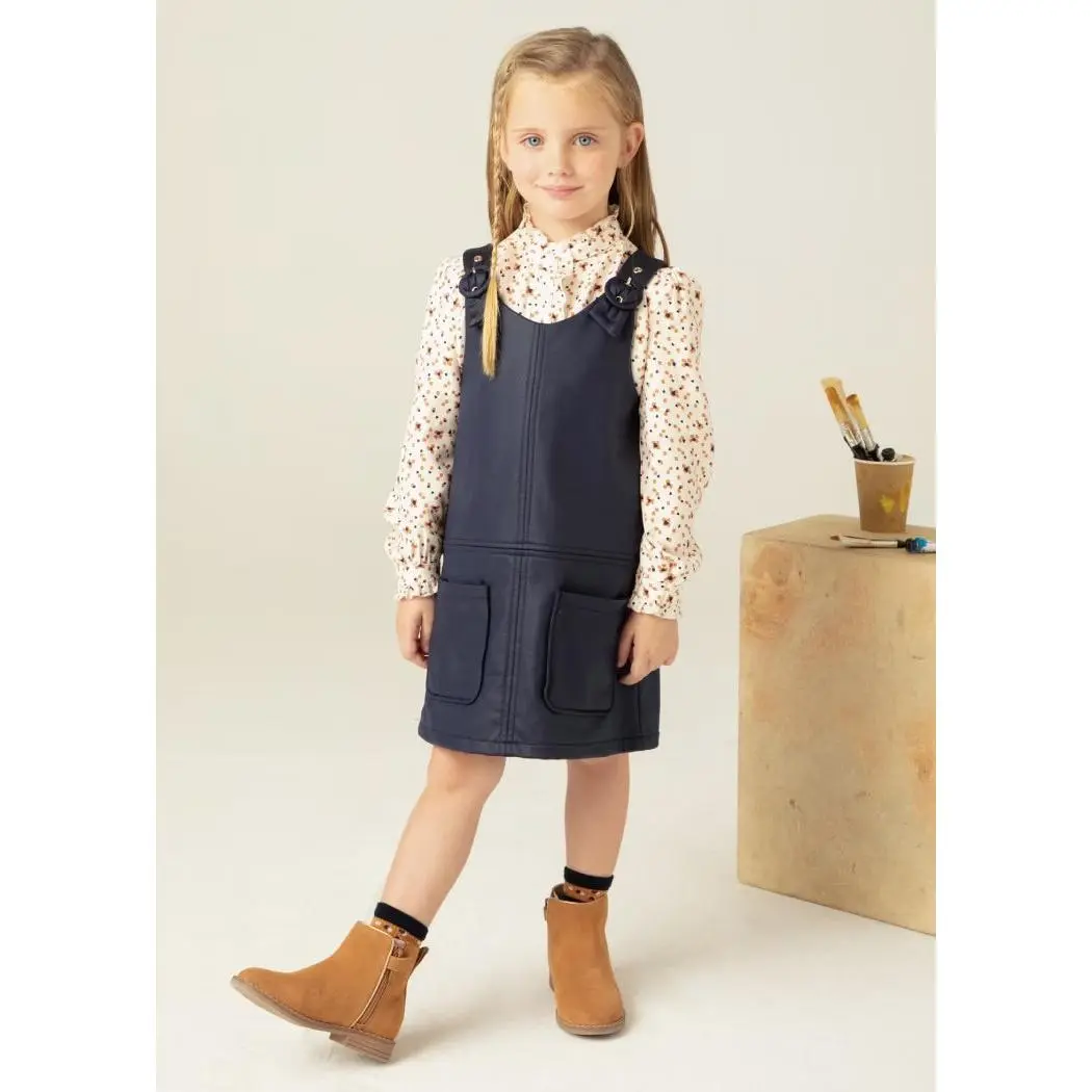 Navy Leather Jumper Dress
