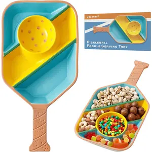 Pickleball Paddle-Shaped Divided Snack Serving Tray with Compartments Unique Snack Tray for Pickleball Fans