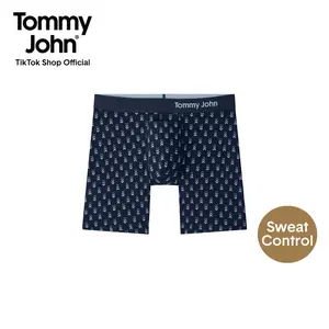 Tommy John Men’s Cotton Boxer Brief 6” | Breathable Moisture-Wicking Underwear | Contour Pouch, No Roll Waistband, Stretch Fit, Tagless Comfort
