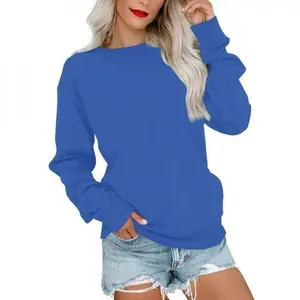 Women'sCrewneckHoodlessSweatshirtWithKangarooPocketFleeceLongsleeveCasualShirtWomenswearHoodie