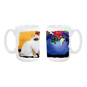 212 MAIN Reuseable Ragdoll Cat Painted Ceramic Mug - 15oz Large Kitchenware Drink Cup, Animal Figure Design, Dishwasher-Washable, Microwavable, Versatile for Coffee, Tea, Reuse