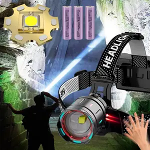 Rechargeable Headlamp, 1 Box Outdoor Waterproof Head Lamp with Induction Switch, Zoom LED Headlight Suitable for Camping, Fishing