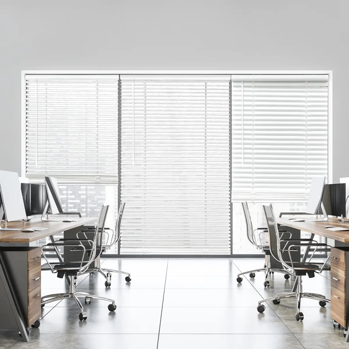 Safe Styles 1CWT344640 White Durable Indoor Cordless Room Darkening Eco Mini Blinds with 1 in. Slats, Shades - 34.5 in. W x 64 in. L