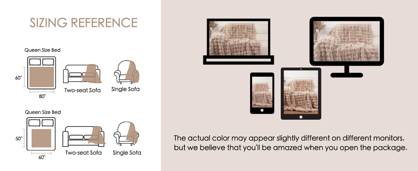 【Clearance】Macinso Fluffy Bubble Home Blanket, Faux Rabbit Fur Winter Warm Soft, Bedroom Decor Cozy for Women Men