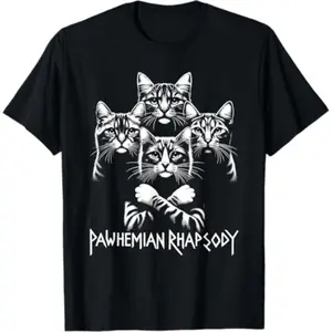 Retro Cat Rock Band TShirt for Men Women and Funny Animal Music T-Shirt