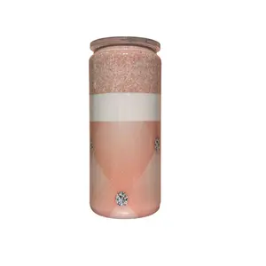 Blush Pink Diamond Stainless Steel Beer Can Tumbler – 20oz Aesthetic Drink Glass