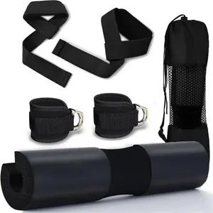 Squat Pad with Ankle Straps & Wrist Straps Set, Gym Accessories, 1 Set Foam Barbell Pad for Squats, Lunges & Bar Padding for Hip Thrusts, Exercise Machine Accessories