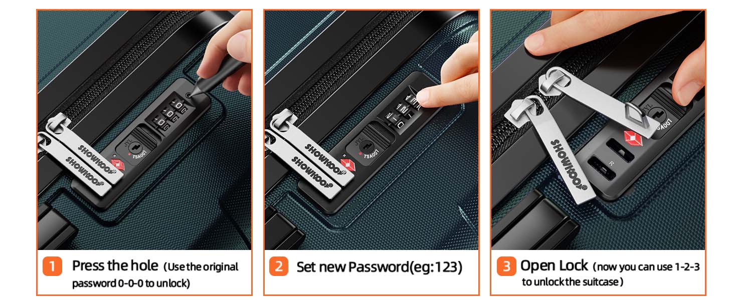 SHOWKOO Durable Luggage 3-Piece Set Full PC Expandable (20/24/28in) Carry On Luggage Hardshell Suitcase with TSA Lock Smooth Wheels Premium Gift for Travel, School, Business