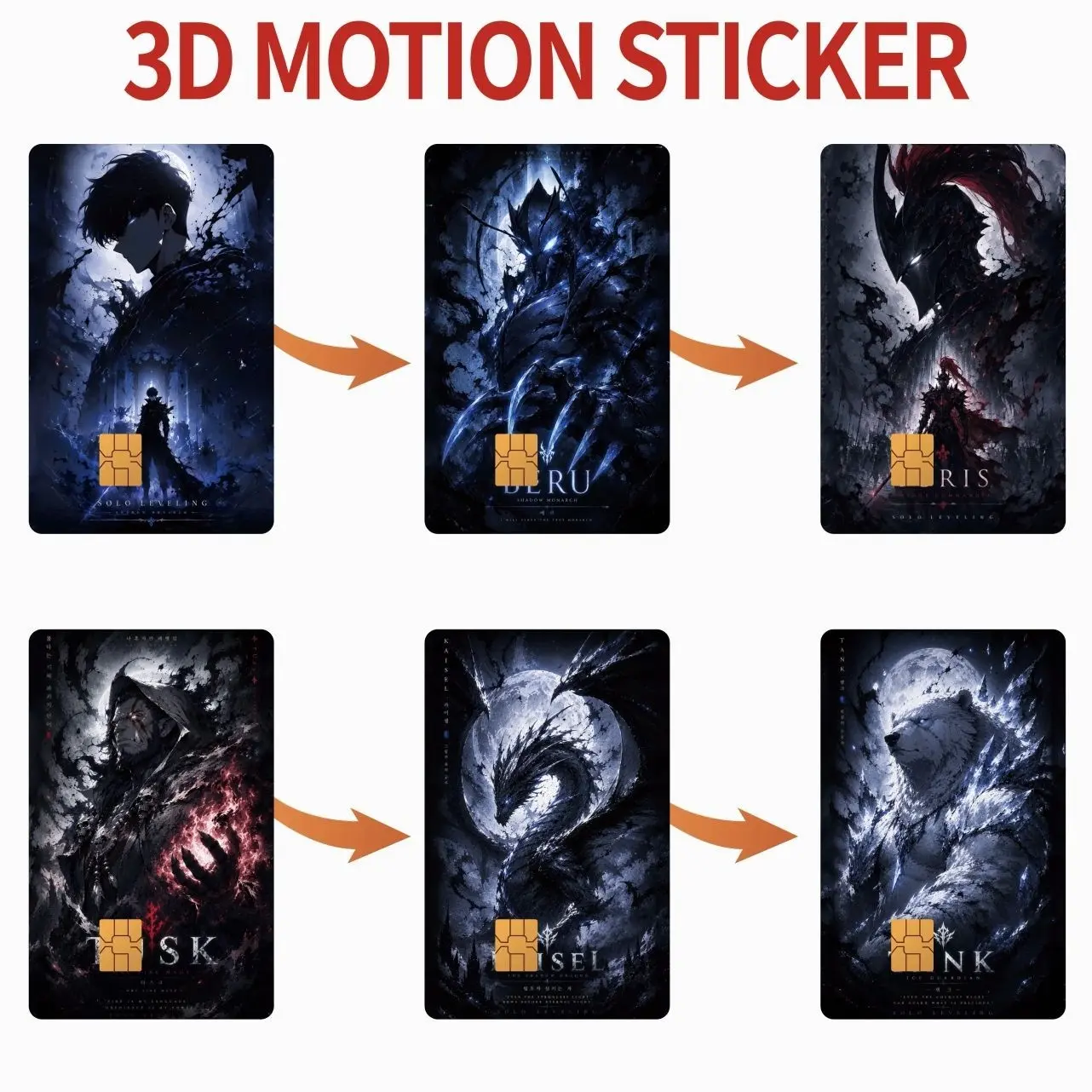 Solo Leveling Credit Card Sticker, 2-Pack 3D Motion Sticker Anime Debit CardSkin, Cute Kawaii Gift for Anime Fans, Vinyl Ultra SlimWaterproof Scratch-Resistant, Easy Apply & Remove Mitsuri Kanroji, Tanjiro Kamado, Muichiro Tokito