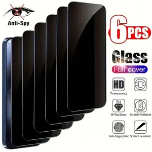 6pcs Privacy Protective Screen Protector Compatible With IPhone 17/16/15/14/13/13 Pro/12/11/17Pro Max/16 Pro Max/15 Pro Max/14 Pro/XR/XS Max, 9H+ Tempered Glass Film, Dynamic Island Compatible, Anti-Scratch, Full Coverage, Protection