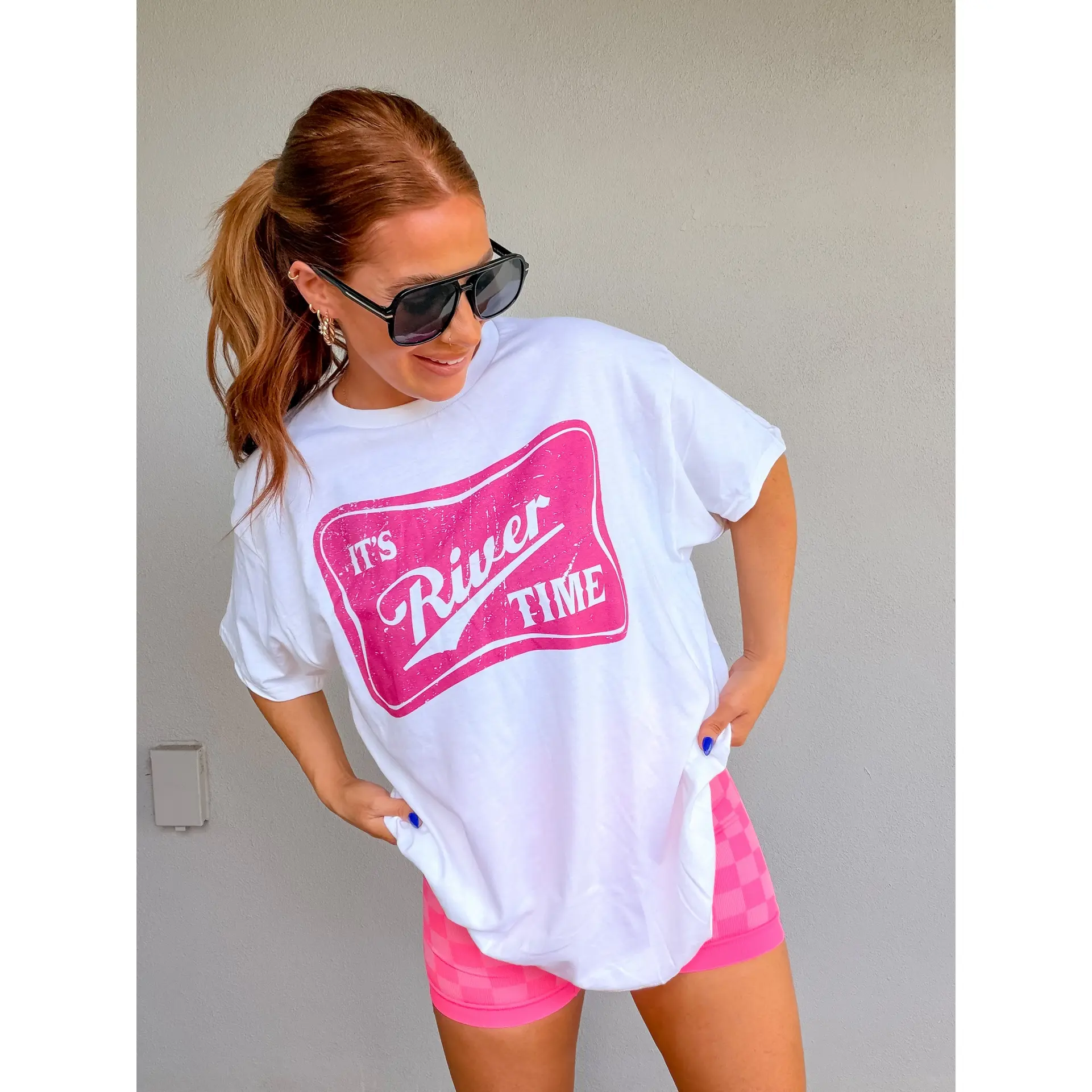 Pink River Time Graphic Top