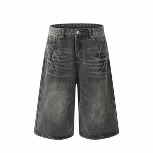 baggy sweatpants Street Vintage Washed Cat Whiskered Pocket Style Wide Leg Bermuda Jeans Denim Jorts Casual Shorts Cropped Trousers Fabric Fit Pants Streetwear jean Women Womenswear