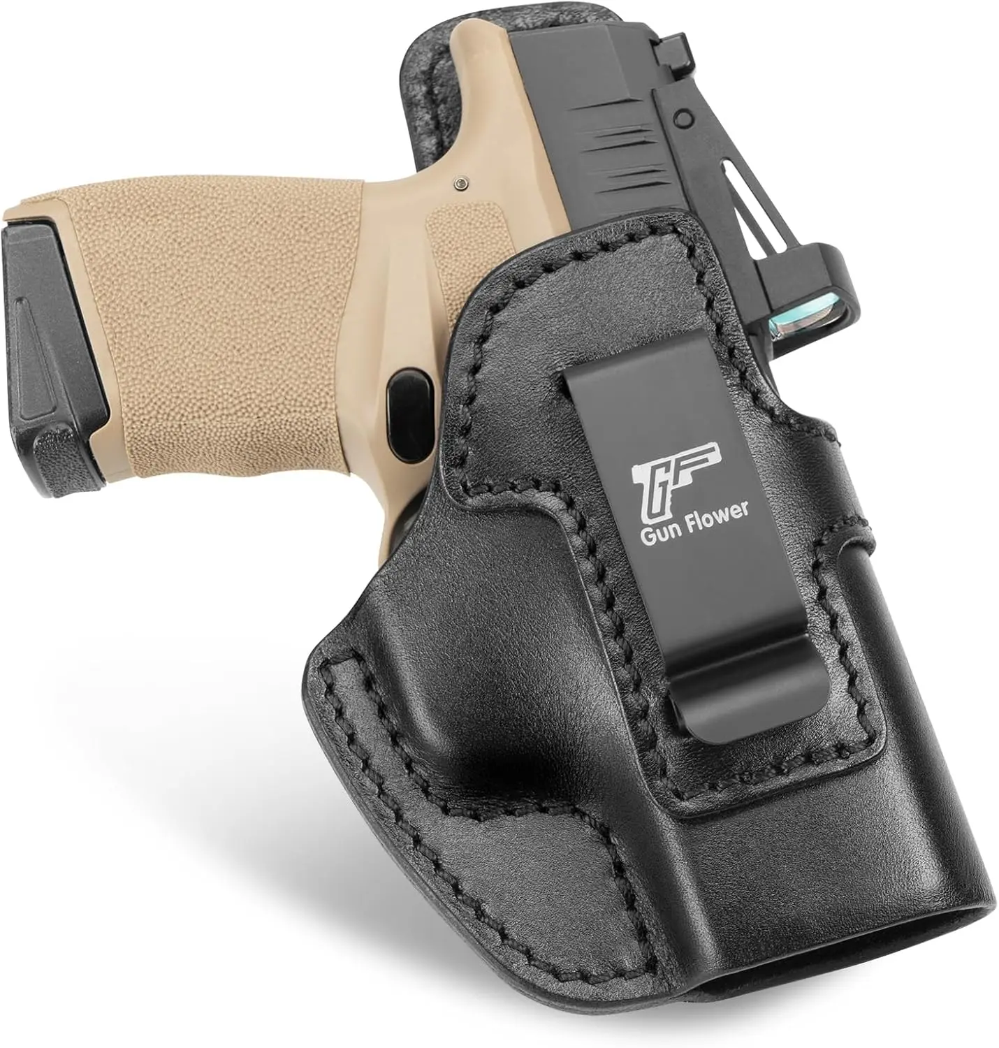GUN & FLOWER IWB Leather Holster – Optic Cut – Fits Ruger MAX-9, PSA Dagger Micro & Hellcat Series – RH, competition,dealsforyoudays