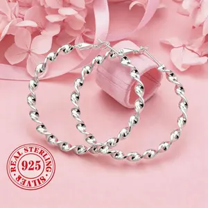 Elegant 925 Silver Plated 5mm Big Round Circle Hoop Earrings for Women – Sleek Minimalist Design, Hypoallergenic & Tarnish-Proof | Affordable Matching Jewelry for Daily Wear, Perfect Gift for Her
