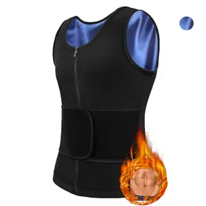 Men Sauna Sweat Vest Waist Trainer Corset Zipper Workout Tank Top  Body Shaper Compression Shirt Body Shaper