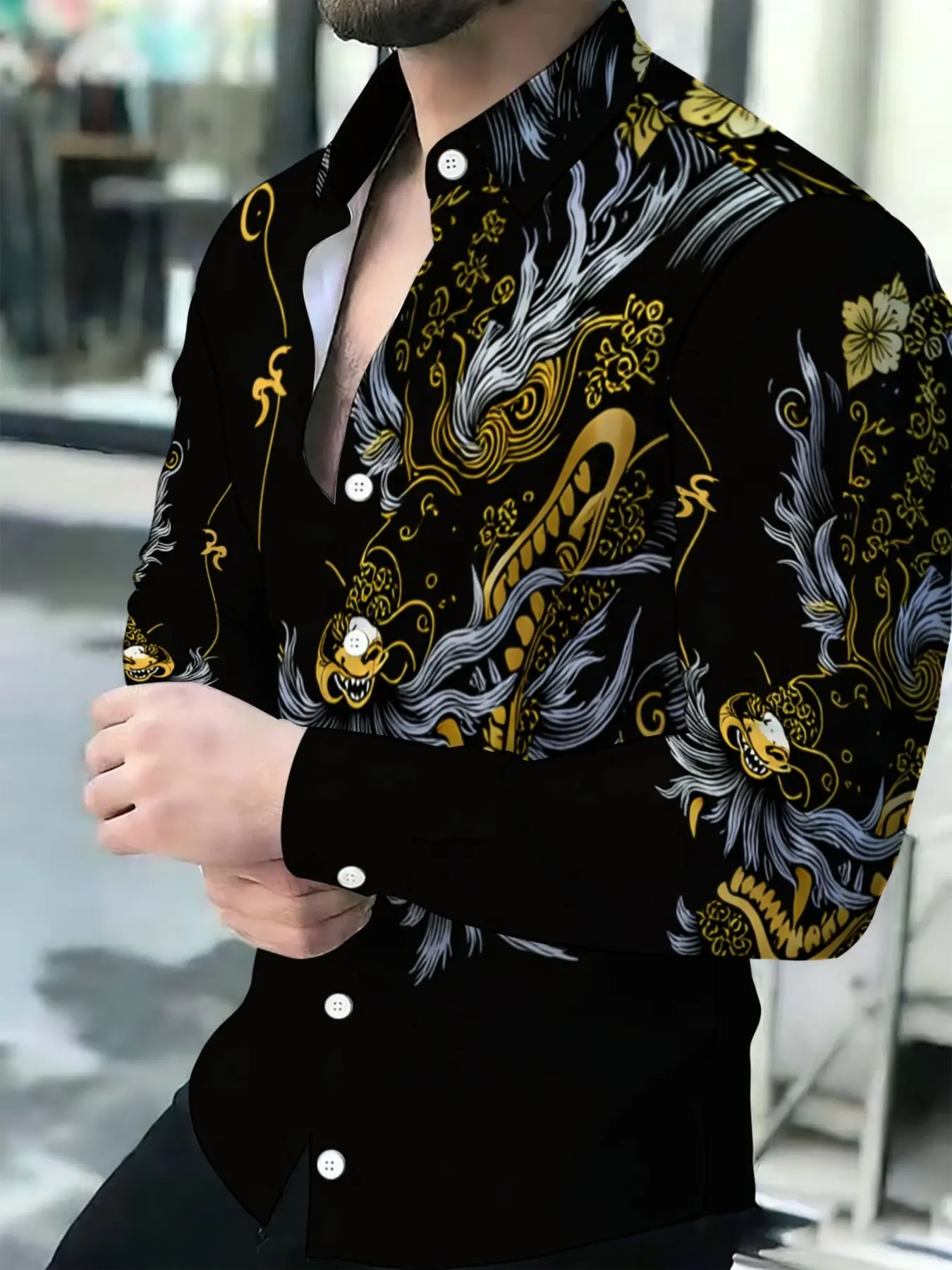 slim fit dress slacks Old West Men's 8556 Black/Gold Floral Fashion Snap Shirt main image 1