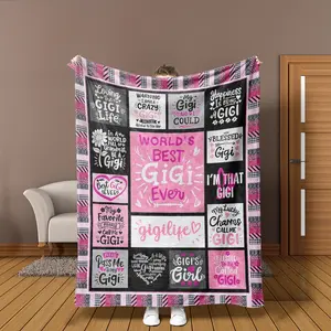 Soft Warm Plaid Flannel Blanket, Gigi Custom Design, Cozy Essential for Home Office Car Use, Versatile Multi-Purpose Throw