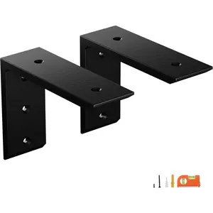 2-Pack 8 Inch Countertop Support Brackets, Heavy Duty L Brackets for Quartz//Laminate/Granite Countertops | 3/8" Thick Metal Steel | Frosted Black  Coated