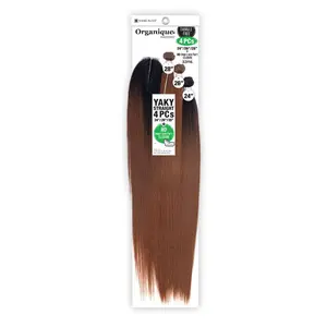 Shake-N-Go Weave Organique Mastermix Yaky Straight 4PCs with HD Deep Lace Part Closure (242628")