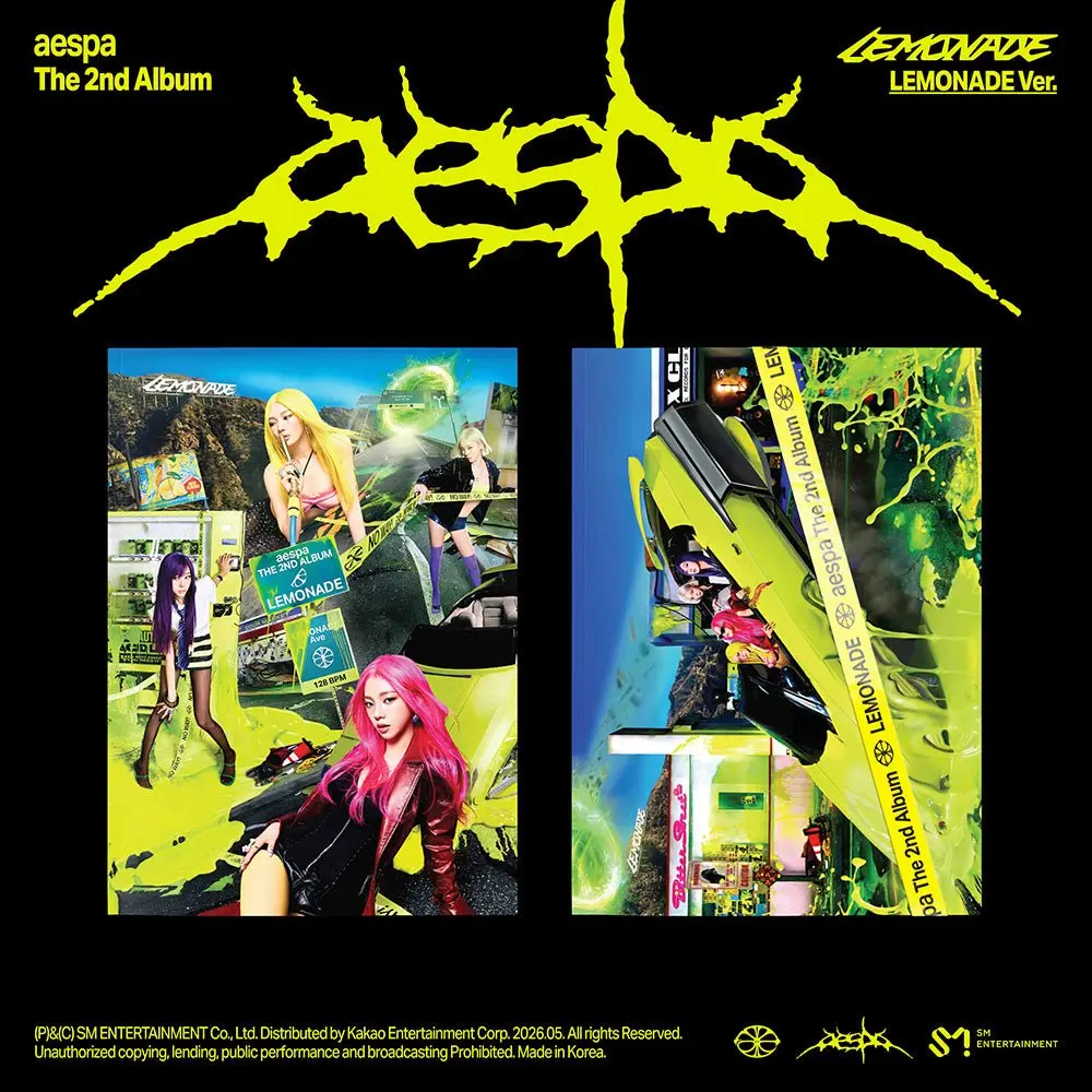 aespa – 2nd Full Album LEMONADE [LEMONADE Ver.] | Official K-Pop CD Album | Cover A / Cover B | 72p Photobook + Sticker + Folded Poster + Postcard + Random Photocard | WDA / LEMONADE.