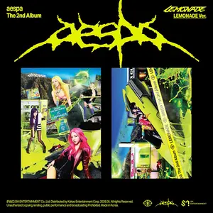 aespa – 2nd Full Album LEMONADE [LEMONADE Ver.] | Official K-Pop CD Album | Cover A / Cover B | 72p Photobook + Sticker + Folded Poster + Postcard + Random Photocard | WDA / LEMONADE.