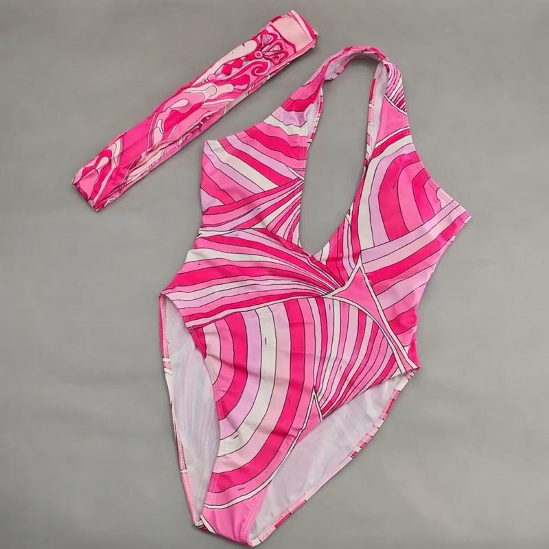 Luxury Design Women's Pink Scarf Swimsuits with Letter Signature Logo Classic Brand Headband Bikini Sets Beachwear