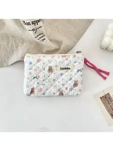 Quilted floral cotton-padded portable storage bag, soft coin purse, envelope bag, cosmetics and miscellaneous storage, Multifunctional Storage Bag