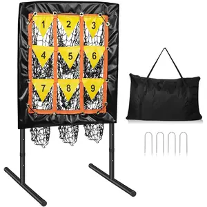 Pitching Net, 9 Hole Baseball Net with Strike Zone, Adjustable Baseball Softball Pitching Net with 9 Pocket Target, Portable Pitcher Practice Equipment for Outdoor Indoor