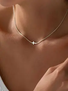 Elegant Silver Color Cross Pendant Necklace, Minimalist Necklaces, Perfect Gift for Friends & Mom, Ideal for Daily Wear & Festive Occasions