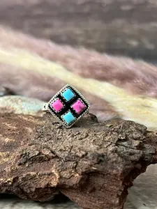Handmade Sterling Silver Cotton Candy Adjustable Ring "Signed Nizhoni"