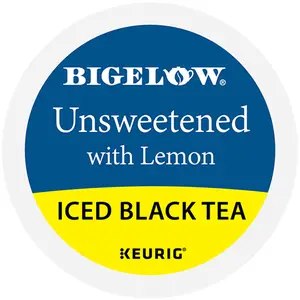 Bigelow Black Tea with Lemon Unsweetened Iced Tea - Keurig K-Cup Pods - Black Tea - Lemon Flavors - Single Serve Tea Drinks - High Box Count