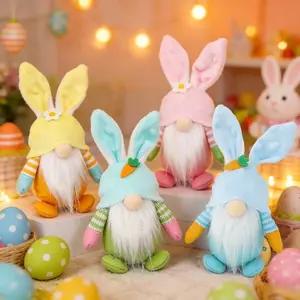 4pcs Easter Bunny Gnome Elf Doll Pendants | Creative Holiday Atmosphere Style | Wear-Resistant Durable - Home Decor + Festival Gifting + Bulk Purchase | Made of Polyester