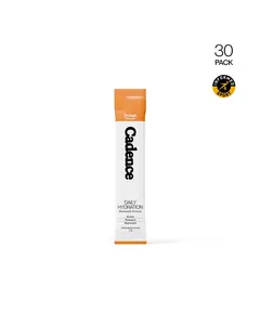 Cadence Performance Core Hydration Orange Electrolyte Powder Mix Sachets - 30 Packs, 150g Sugar-Free Daily Supplement Pack with Magnesium, Salts for Body Hydration