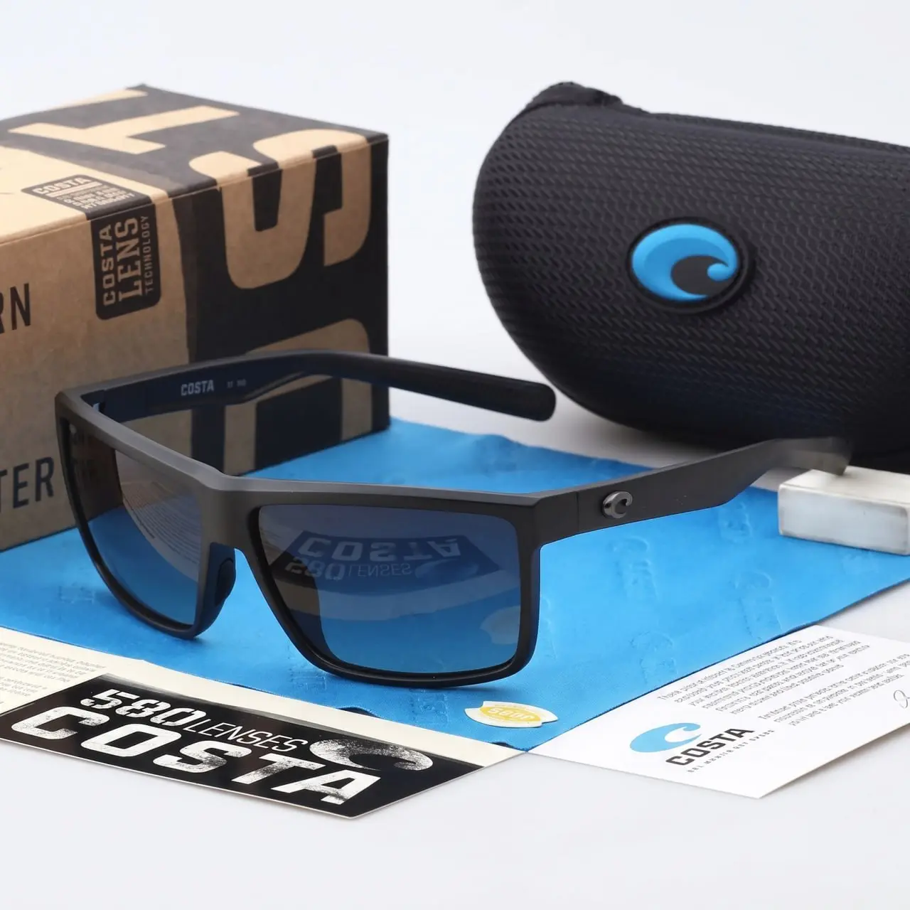 Costa Del Mar Rinconcito Polarized Sunglasses Matte Black Frame Blue 580P Mirror Lens