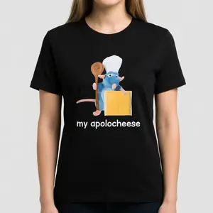 My Apolocheese Rat Plush Cheese Meme T-Shirt, Funny Ironic Design, Unhinged Cursed Cringe Style, Perfect Gift for Rat Lovers