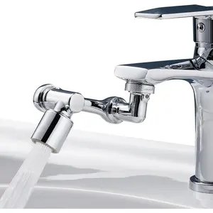 1080°Swivel Faucet Extender, Sink Water Faucet Aerator Extension in Brass, Swivel Robotic Arm Bathroom Faucet Extender, Kitchen Rotating Extension Filter with 2 Mode Splash