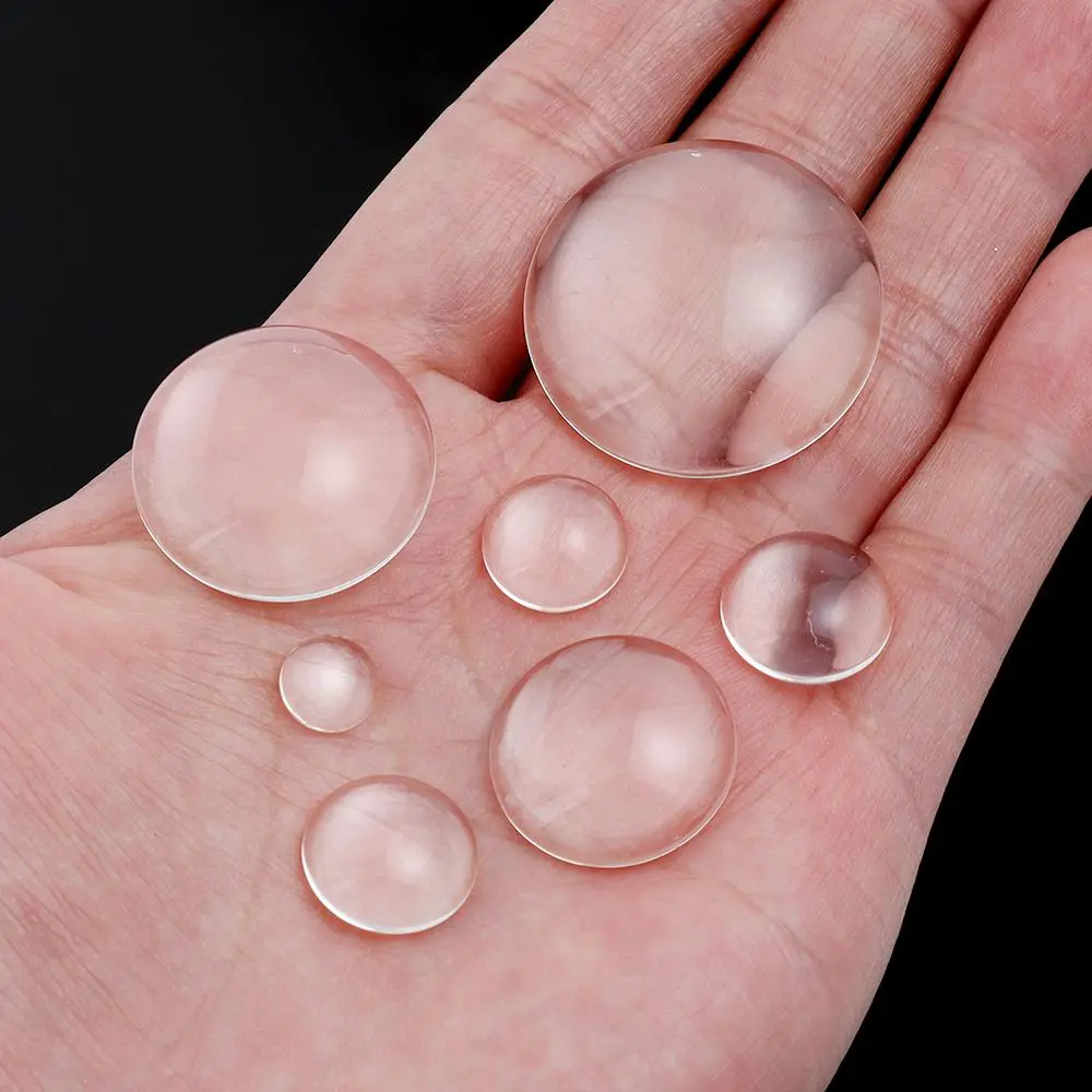 2-50pcs/lot 6-40mm Round Flat Back Clear Glass Cabochon Loose Glass Beads For Jewelry Making DIY Brooch Ring Earring Accessories