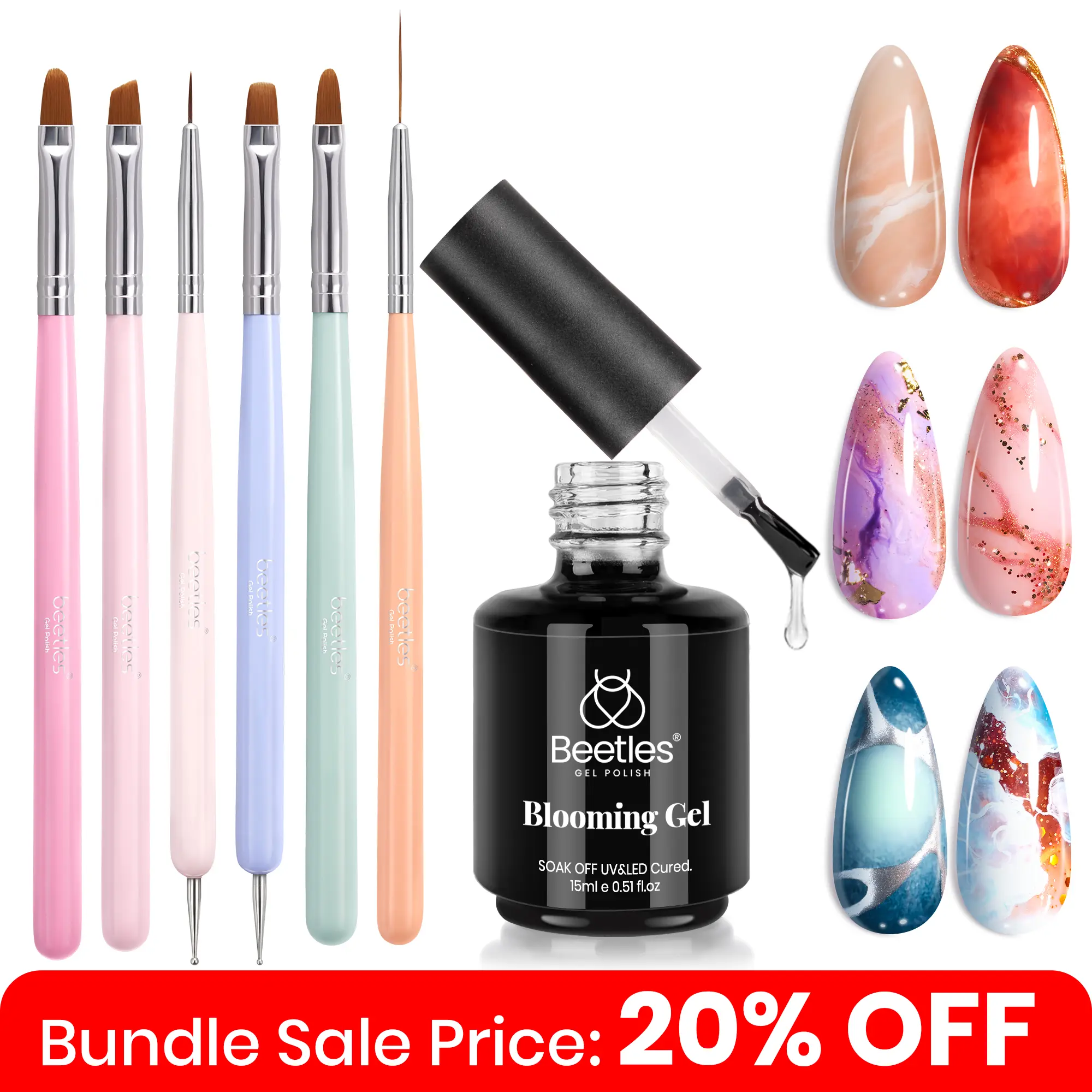 Blooming Gel+Nail art brush*6